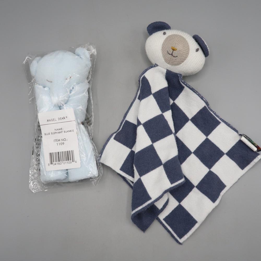 NYGB Not Your‎ Grandma's Security Blanket Bear & Angle Dear Elephant Blue Lot